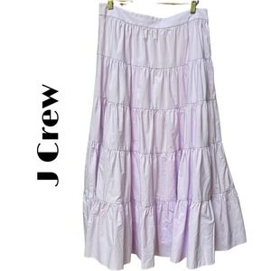 J Crew Lilac Tiered Poplin MIDI Skirt. Size 6